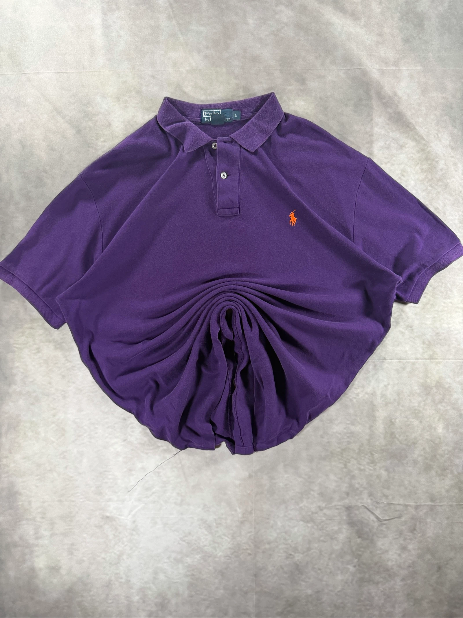 Polo Ralph Lauren Purple Polo Shirt Orange Pony Size L Vintage Cotton Classic Preppy